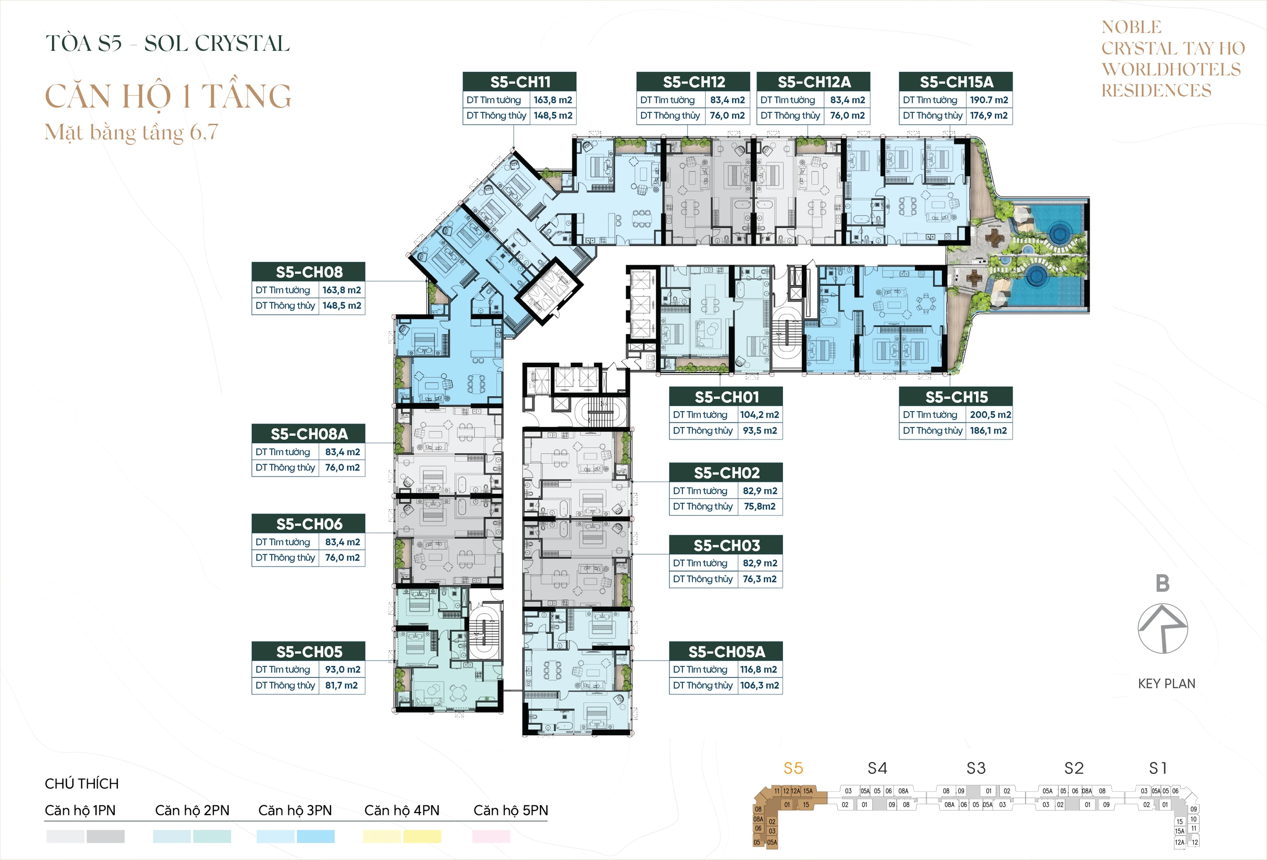 Mặt bằng tầng 6,7 tòa S5 Noble Crystal Tay Ho