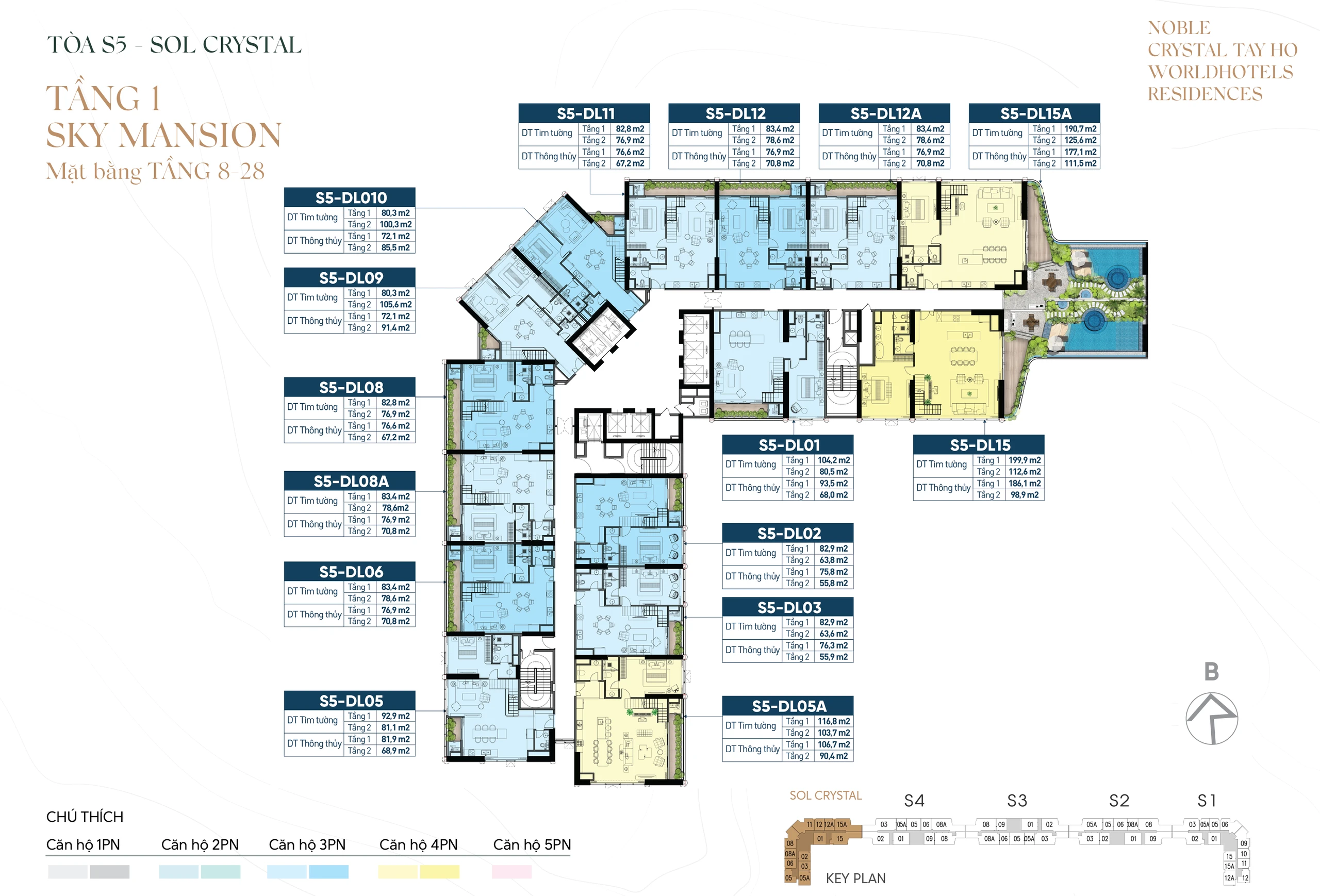 Mặt bằng tầng 8-28 tòa S5 Noble Crystal Tay Ho