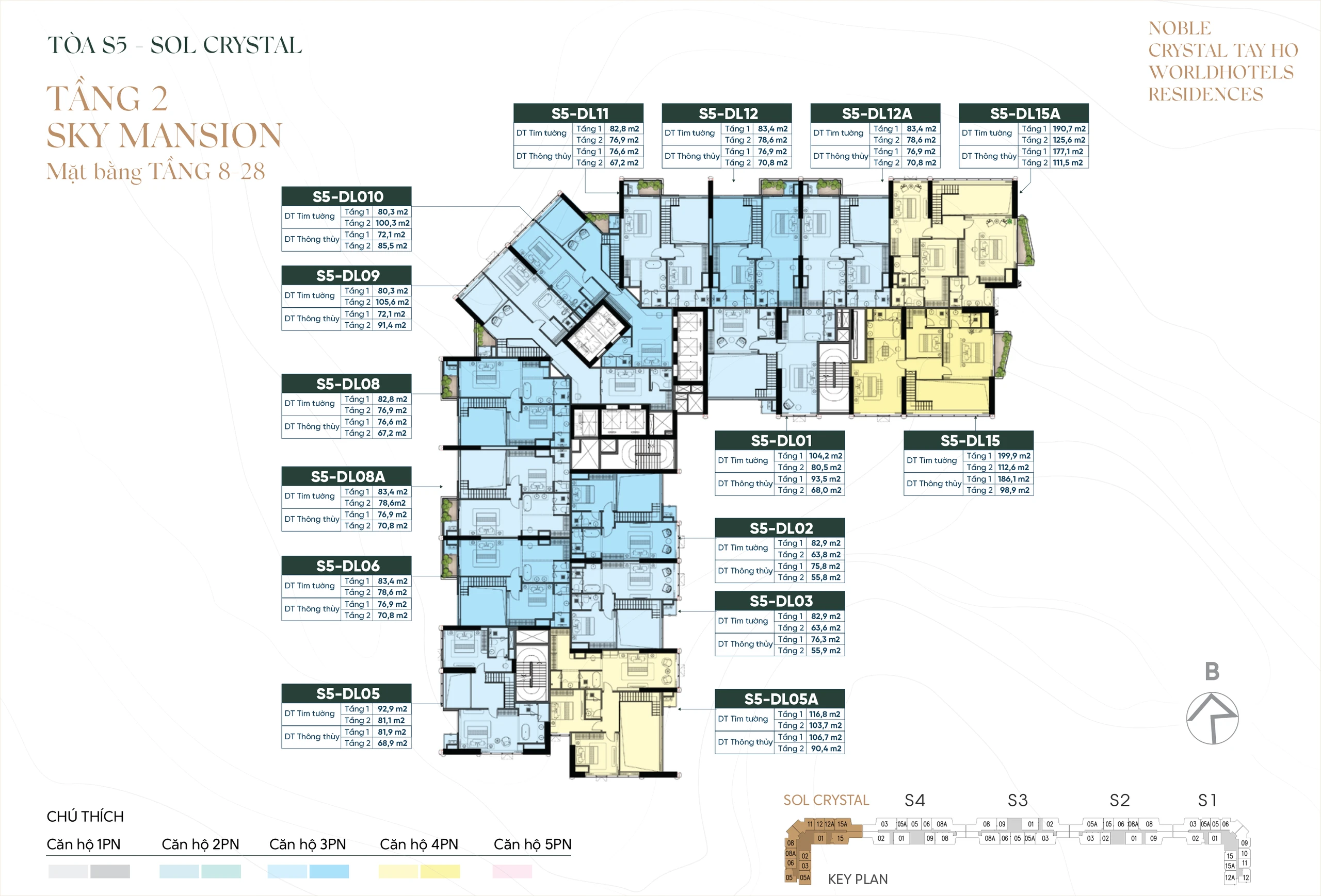 Mặt bằng tầng 8-28 tòa S5 Noble Crystal Tay Ho (tầng 2)