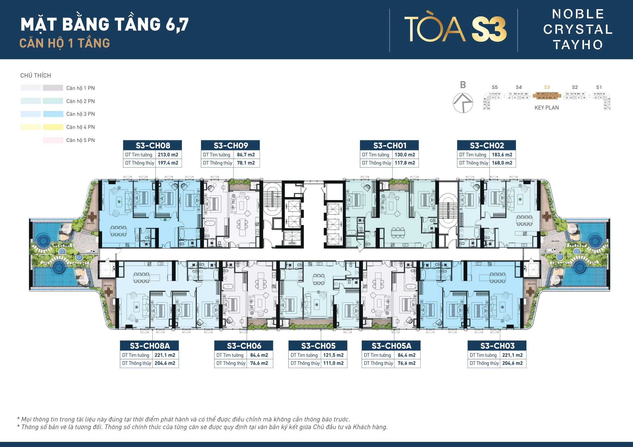 Mặt bằng tầng 6,7 tòa S3 Noble Crystal Tay Ho