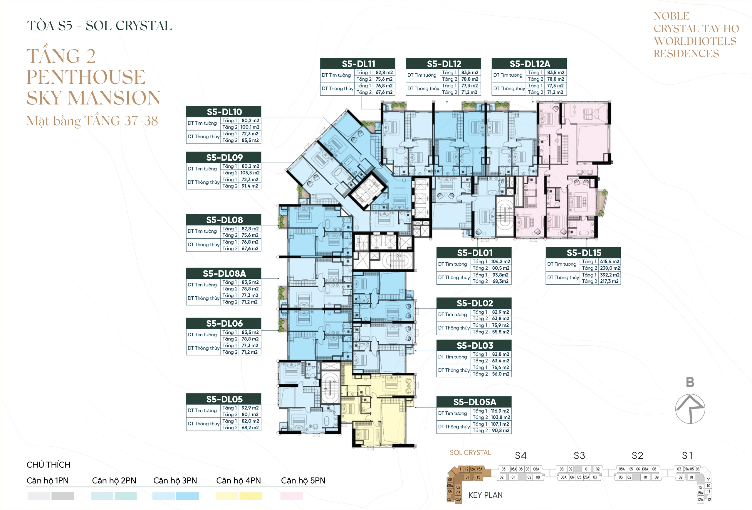 Mặt bằng tầng Penthouse tòa S5 Noble Crystal Tay Ho (tầng 2)